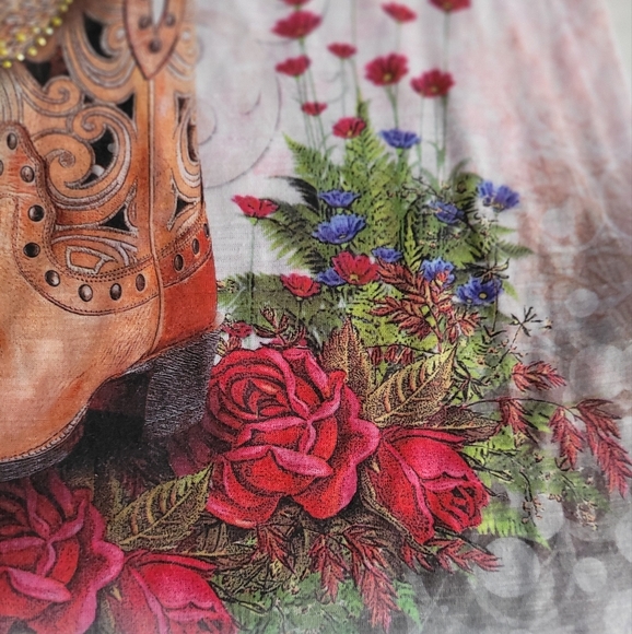 Sweet Giselle Country Western Rhinestone Short Sleeve Tee Size Large - Picture 3 of 7